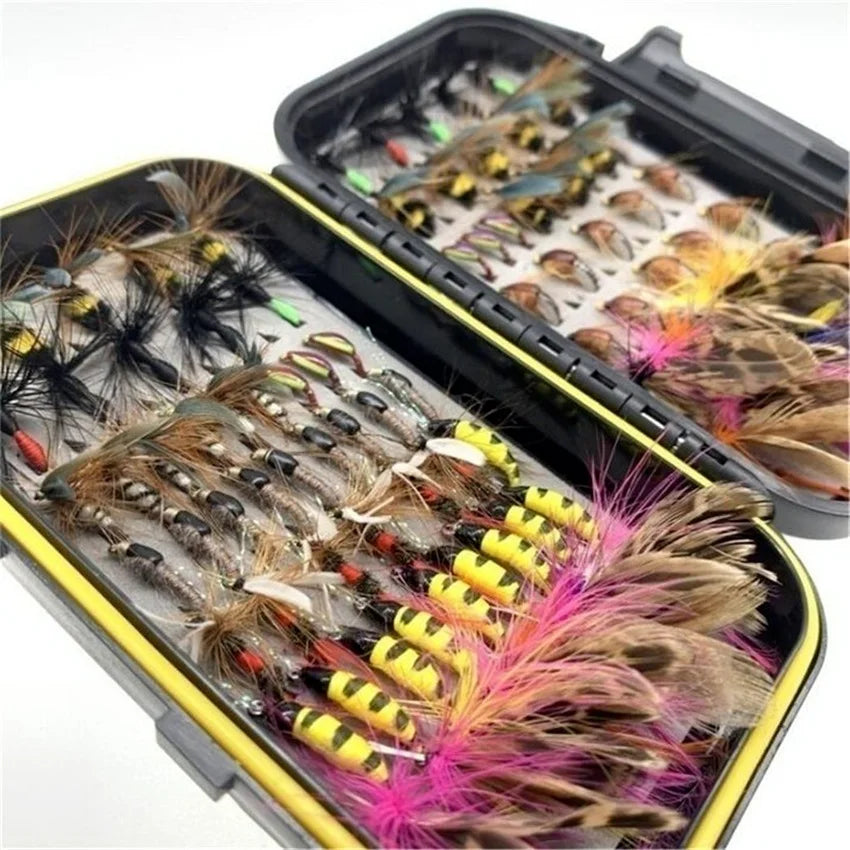 AquaFly Fishing Flies Collection 32-112Pcs Flies Dry Wet Nymph Streamers