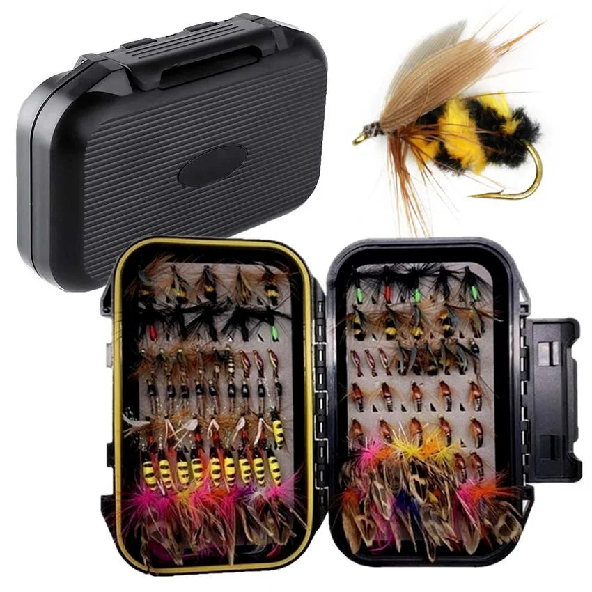 AquaFly Fishing Flies Collection 32-112Pcs Flies Dry Wet Nymph Streamers