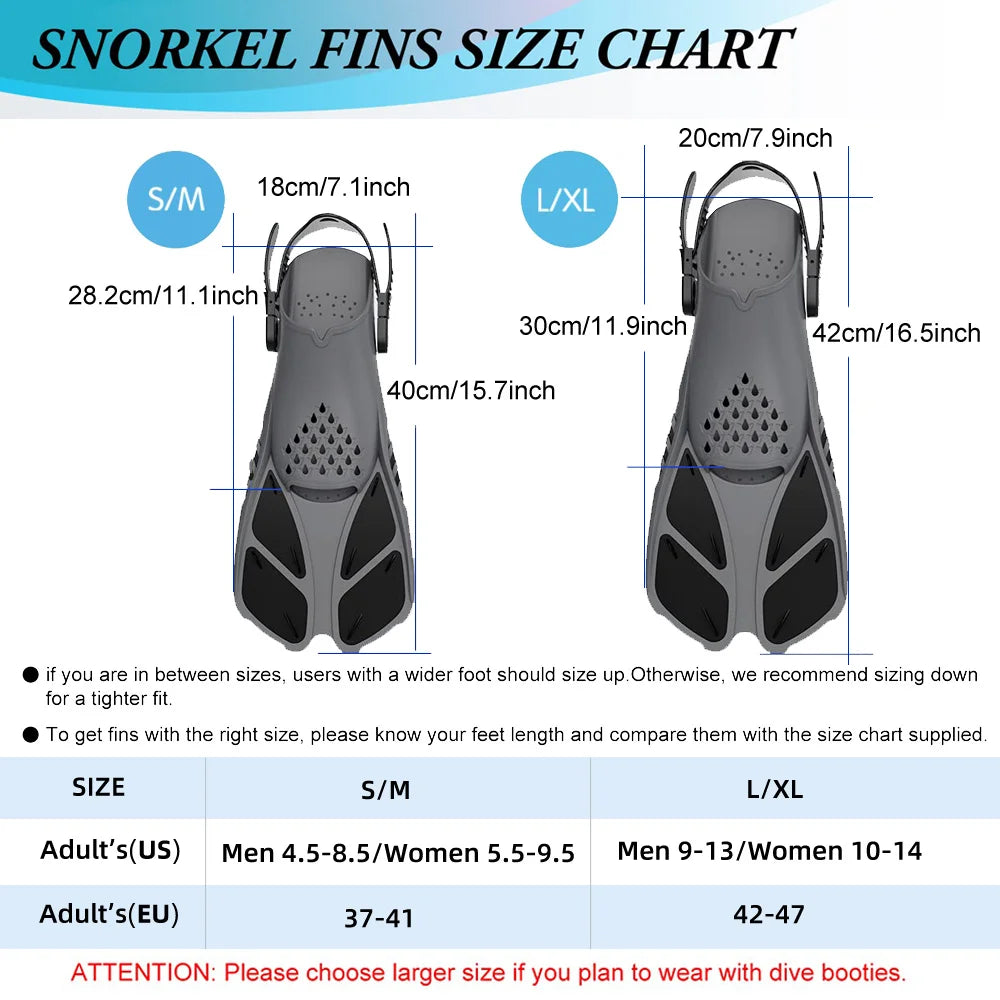 AquaFlow Adjustable Snorkel Fins