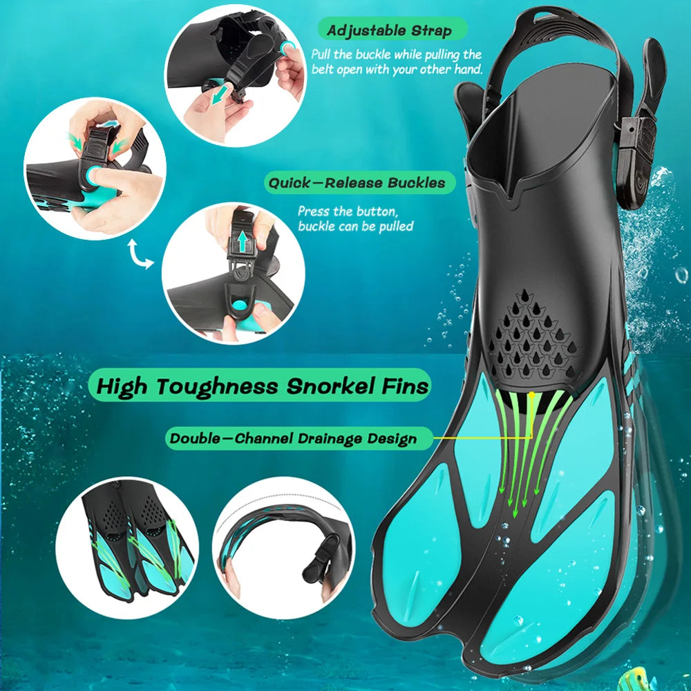 AquaFlow Adjustable Snorkel Fins