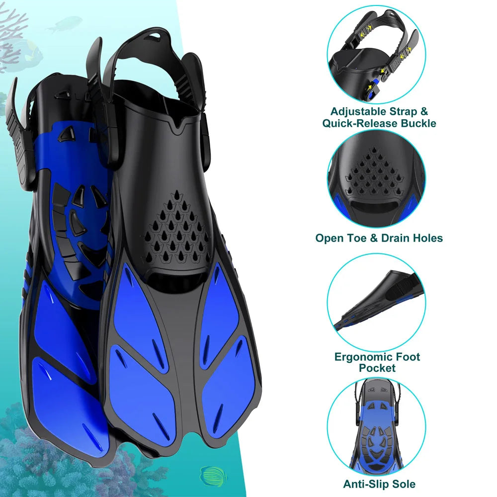 AquaFlow Adjustable Snorkel Fins